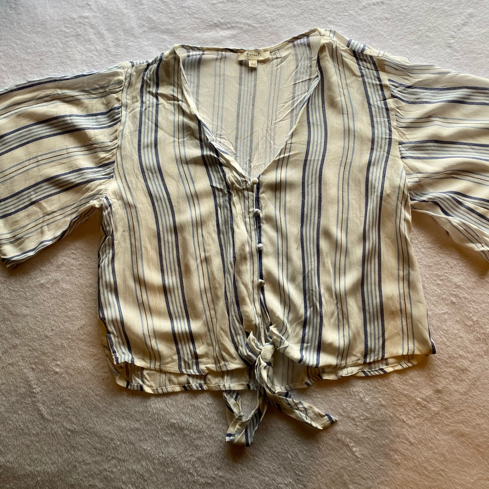 Stripe Tie Front Top